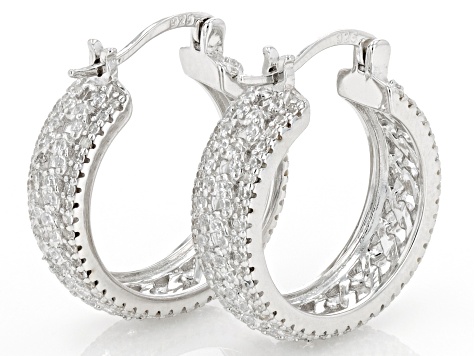 White Cubic Zirconia Rhodium Over Sterling Silver Hoops 2.88ctw