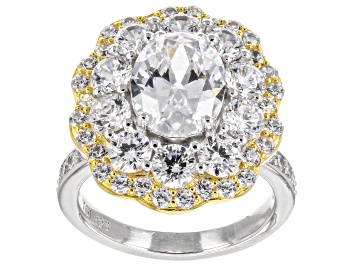 Picture of White Cubic Zirconia Rhodium And 14k Yellow Gold Over Sterling Silver Ring 9.46ctw