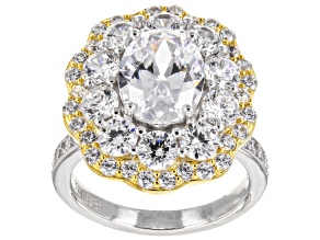 White Cubic Zirconia Rhodium And 14k Yellow Gold Over Sterling Silver Ring 9.46ctw