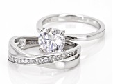 White Cubic Zirconia Rhodium Over Sterling Silver Ring Set 3.71ctw