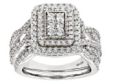 White Cubic Zirconia Rhodium Over Sterling Silver Ring Set 2.00ctw