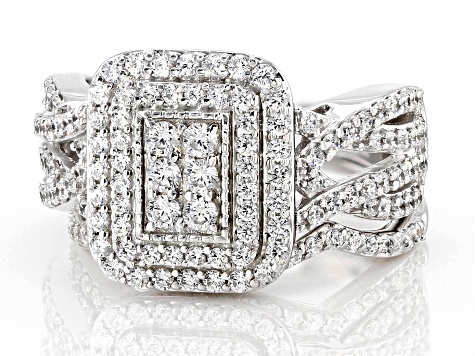 White Cubic Zirconia Rhodium Over Sterling Silver Ring Set 2.00ctw