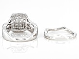 White Cubic Zirconia Rhodium Over Sterling Silver Ring Set 2.00ctw