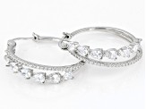 White Cubic Zirconia Rhodium Over Sterling Silver Hoops 5.80ctw