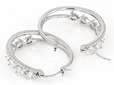 White Cubic Zirconia Rhodium Over Sterling Silver Hoops 5.80ctw