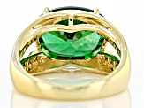 Green And White Cubic Zirconia 18k Yellow Gold Over Sterling Silver Ring 9.49ctw