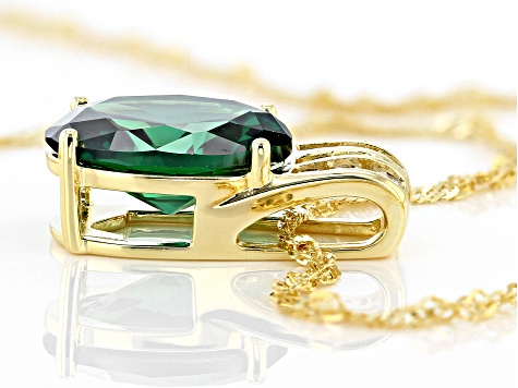 Green And White Cubic Zirconia 18k Yellow Gold Over Sterling Silver Pendant With Chain 8.90ctw