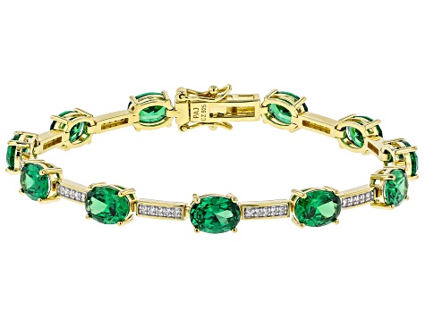 Green And White Cubic Zirconia 18k Yellow Gold Over Sterling Silver Tennis Bracelet