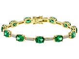 Green And White Cubic Zirconia 18k Yellow Gold Over Sterling Silver Tennis Bracelet