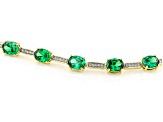 Green And White Cubic Zirconia 18k Yellow Gold Over Sterling Silver Tennis Bracelet