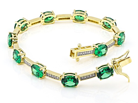 Green And White Cubic Zirconia 18k Yellow Gold Over Sterling Silver Tennis Bracelet