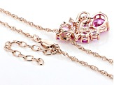Pink Lab Sapphire And White Cubic Zirconia 18k Rose Gold Over Silver Pendant With Chain 4.07ctw