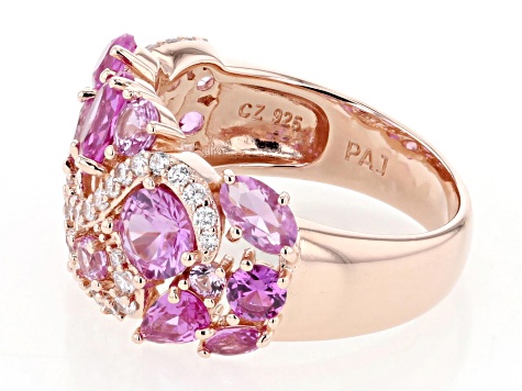 Pink Lab Created Sapphire And White Cubic Zirconia 18k Rose Gold Over  Sterling Silver Ring 3.73ctw