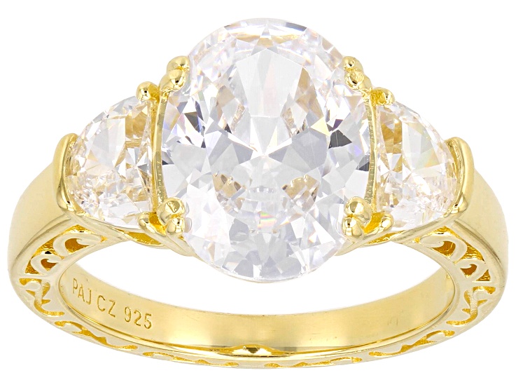 White Cubic Zirconia 18k Yellow Gold Over Sterling Silver