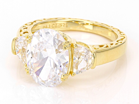 White Cubic Zirconia 18k Yellow Gold Over Sterling Silver