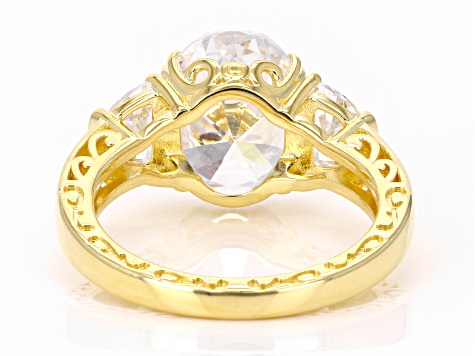 White Cubic Zirconia 18k Yellow Gold Over Sterling Silver Ring 7.74ctw