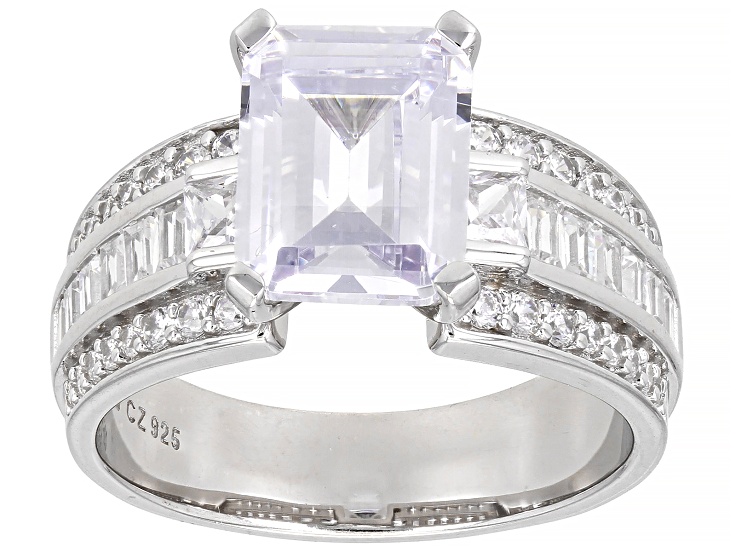 ヘトロジェニティ　Raw Face/Blasted Silver White Cubic Zirconia Rhodium Over Sterling Silver Ring 6.84