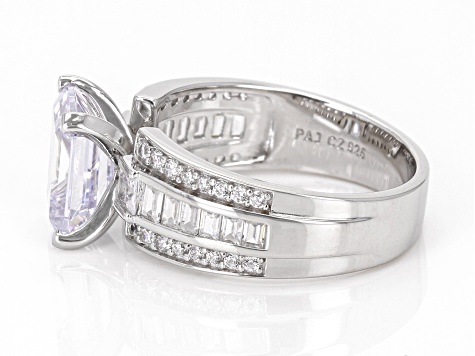 White Cubic Zirconia Rhodium Over Sterling Silver Ring 6.84