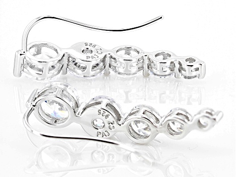 White Cubic Zirconia Rhodium Over Sterling Silver Ear Climbers 7.57ctw