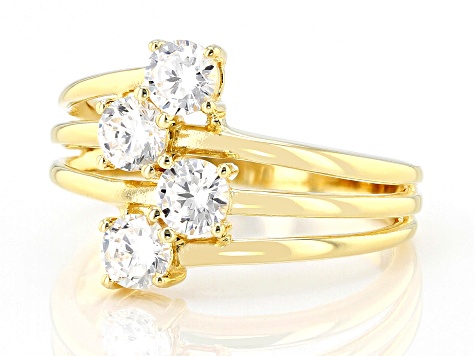 White Cubic Zirconia 18k Yellow Gold Over Sterling Silver