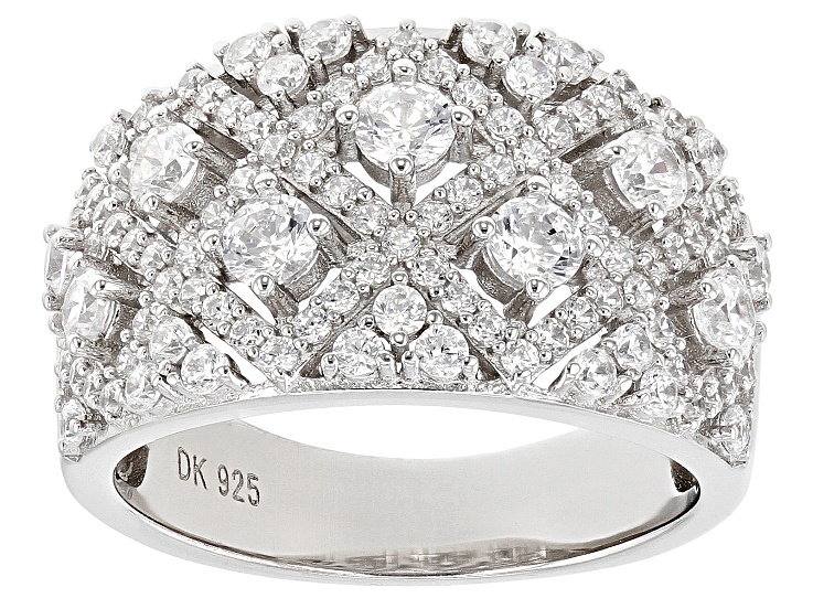 JEWEL Black Spinel With White Zircon Rhodium Over Sterling Silver