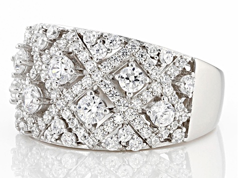 ウッティイ。 White Cubic Zirconia Rhodium Over Sterling Silver Ring 2.80