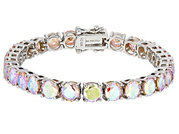 Picture of Champagne Cubic Zirconia Platinum Over Sterling Silver Tennis Bracelet 40.90ctw