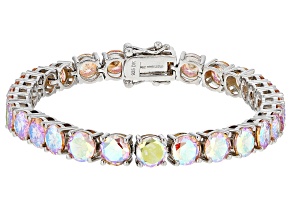 Champagne Cubic Zirconia Platinum Over Sterling Silver Tennis Bracelet 40.90ctw