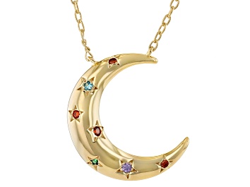 Picture of Multi-Gem Simulants 18k Yellow Gold Over Silver Celestial Necklace 0.10ctw