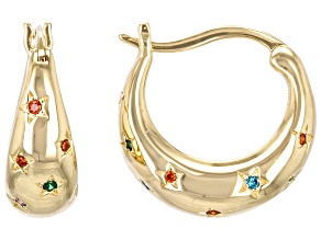 Multi Color Cubic Zirconia 18k Yellow Gold Over Sterling Silver Celestial Hoops 0.31ctw