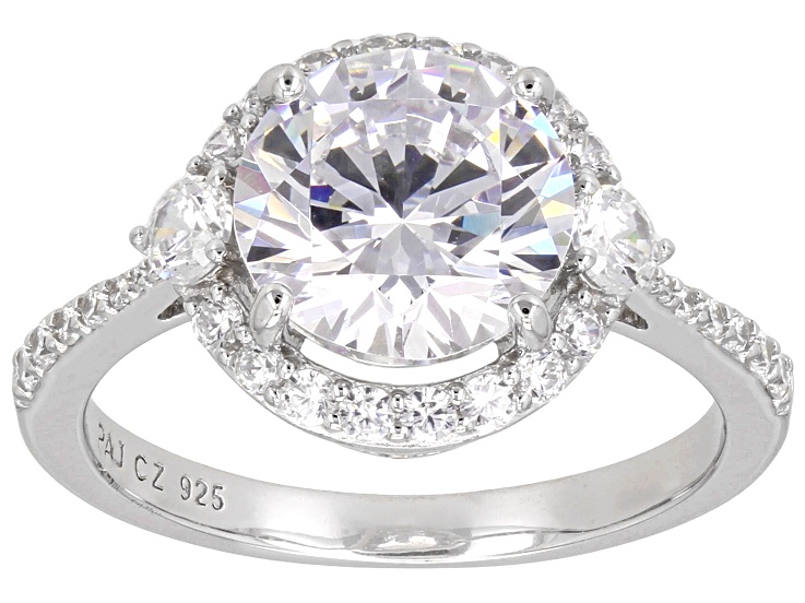 White Cubic Zirconia Rhodium Over Sterling Silver Ring 5.12