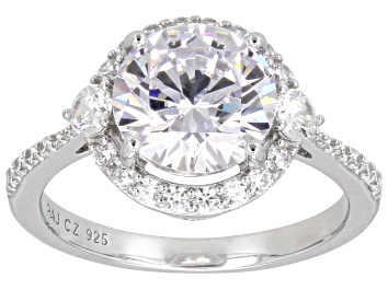 White Cubic Zirconia Rhodium Over Sterling Silver Ring 3.40ctw