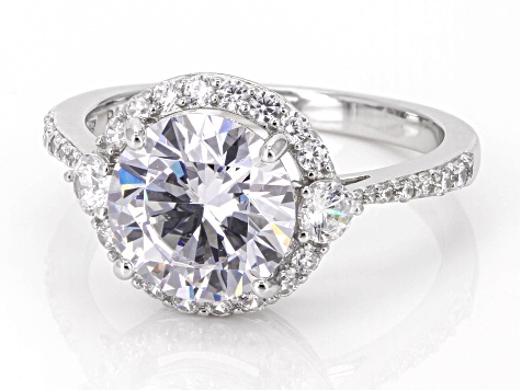 【R&B】Jewel Blue And White Cubic Zirconia Rhodium Over Sterling Silver
