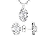 White Cubic Zirconia Rhodium Over Sterling Silver Jewelry Set 6.14ctw