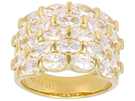 White Cubic Zirconia 18k Yellow Gold Over Sterling Silver Ring 7.72ctw