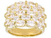 White Cubic Zirconia 18k Yellow Gold Over Sterling Silver Ring 7.72ctw