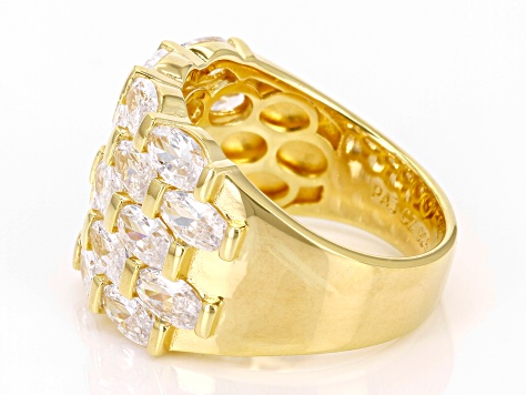 White Cubic Zirconia 18k Yellow Gold Over Sterling Silver Ring 7.72ctw