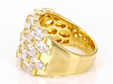 White Cubic Zirconia 18k Yellow Gold Over Sterling Silver Ring 7.72ctw