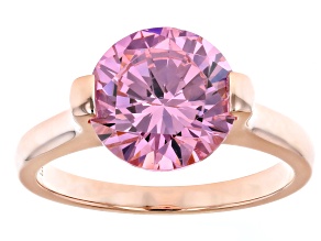 Pink Cubic Zirconia 18k Rose Gold Over Sterling Silver Ring 5.96ctw