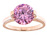 Pink Cubic Zirconia 18k Rose Gold Over Sterling Silver Ring 5.96ctw