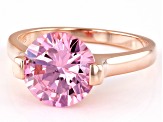 Pink Cubic Zirconia 18k Rose Gold Over Sterling Silver Ring 5.96ctw