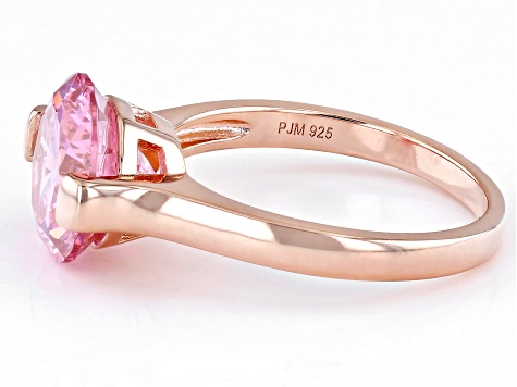 Pink Cubic Zirconia 18k Rose Gold Over Sterling Silver Ring 5.96ctw