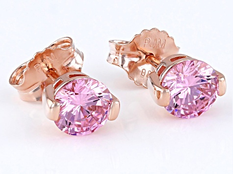 Pink Cubic Zirconia 18k Rose Gold Over Sterling Silver Earrings 4.02ctw