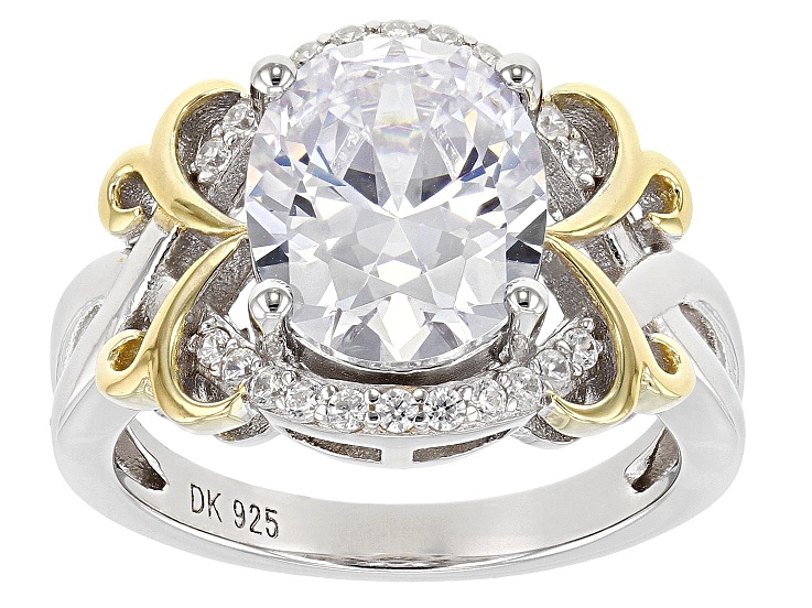 White Cubic Zirconia Rhodium And 18k Yellow Gold Over
