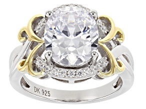 White Cubic Zirconia Rhodium And 18k Yellow Gold Over Sterling Silver Ring 7.47ctw