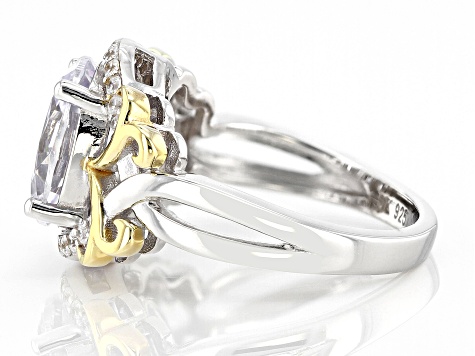 White Cubic Zirconia Rhodium And 18k Yellow Gold Over