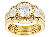 White Cubic Zirconia 18k Yellow Gold Over Sterling Silver Ring Set 5.90ctw