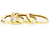 White Cubic Zirconia 18k Yellow Gold Over Sterling Silver Ring Set 5.90ctw