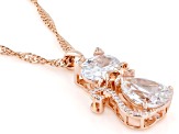 White Cubic Zirconia 18k Rose Gold Over Brass Cat Pendant 7.55ctw