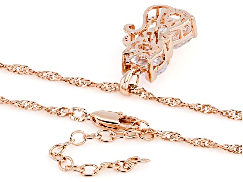 White Cubic Zirconia 18k Rose Gold Over Brass Cat Pendant 7.55ctw